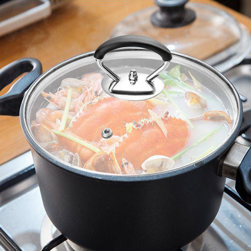 Silicone pot lid with anti-scalding knob that keeps the handle