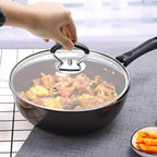 Silicone pot lid with anti-scalding knob that keeps the handle