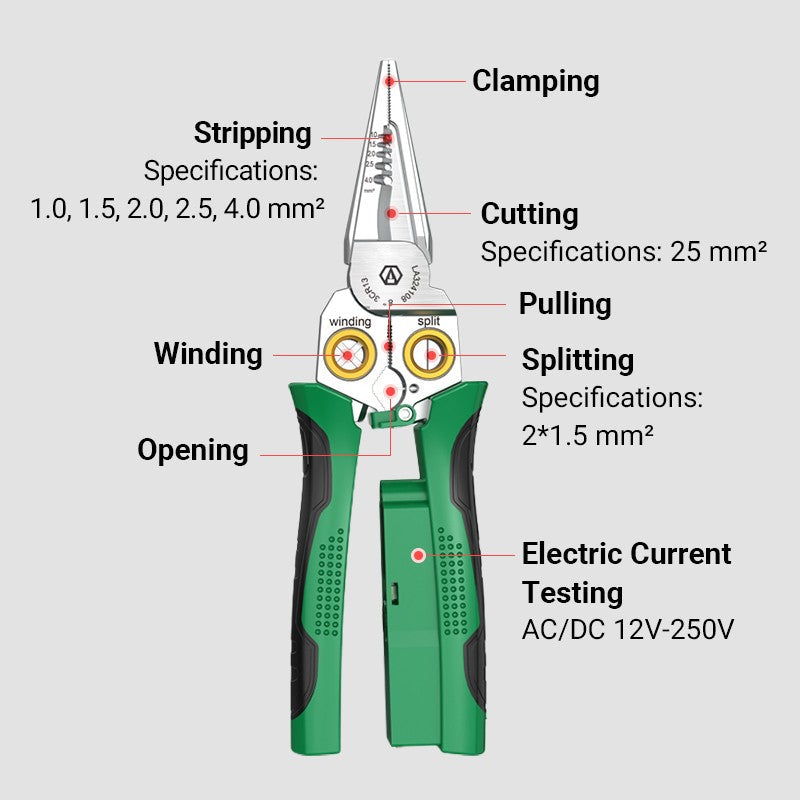 8-in-1 Multifunctional newspaper insulation scissors with electric test