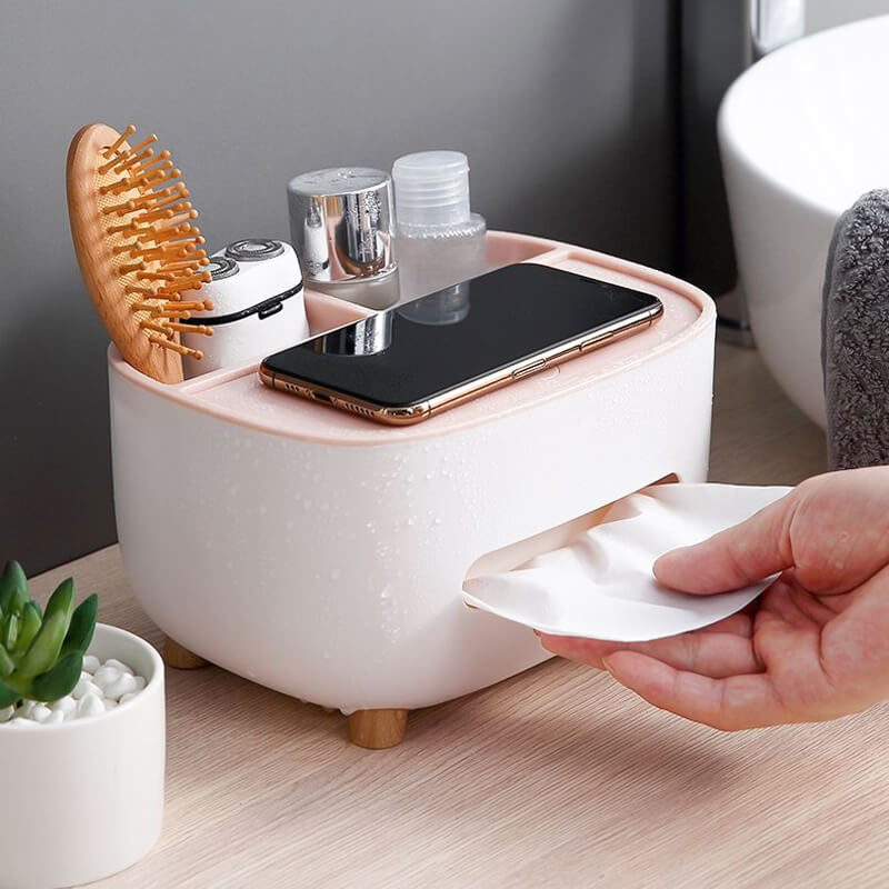 Multifunctional storage box for paper mobile phone holder