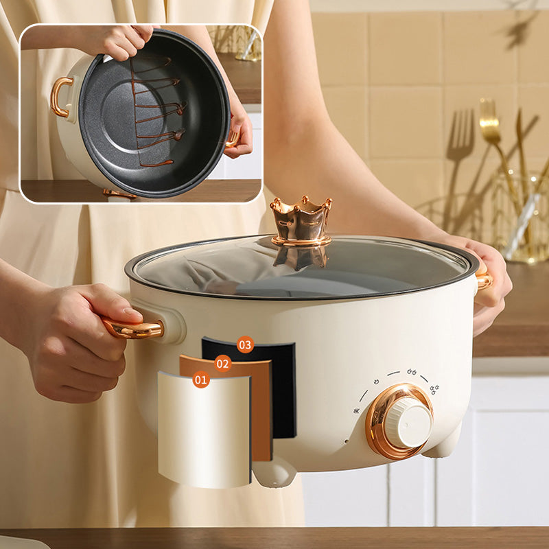 Multifunctional electric non-stick cooker with steamer