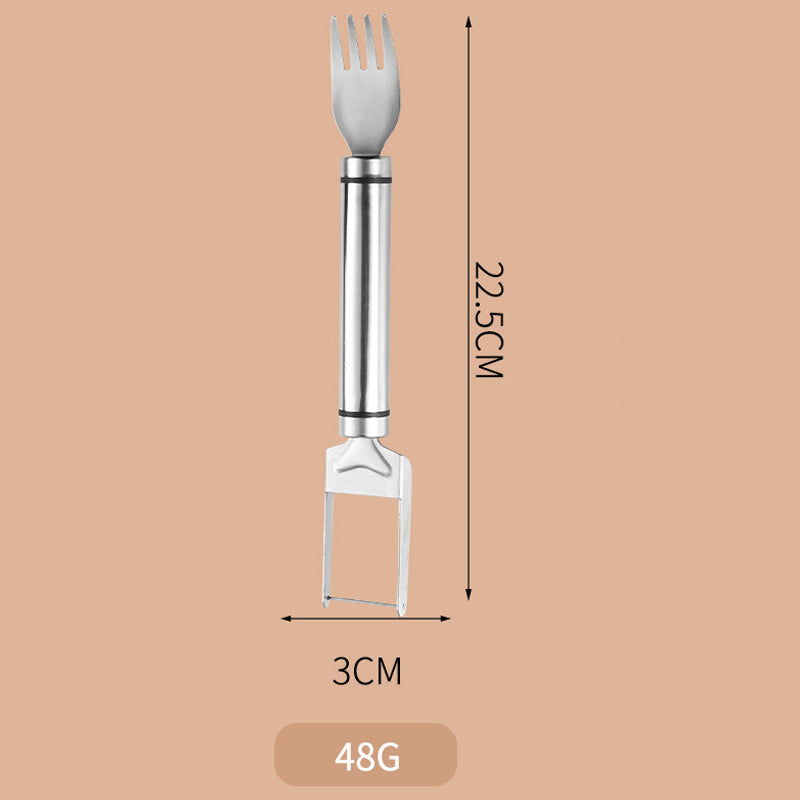 2-in-1 watermelon knife and fork in stainless steel