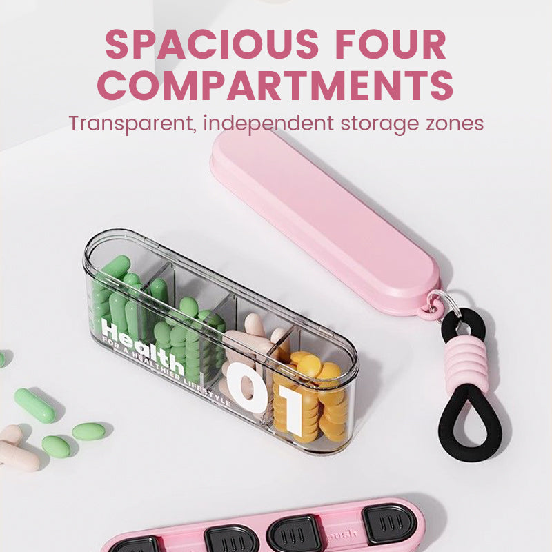 Portable, sealed pill holder with 4 compartments