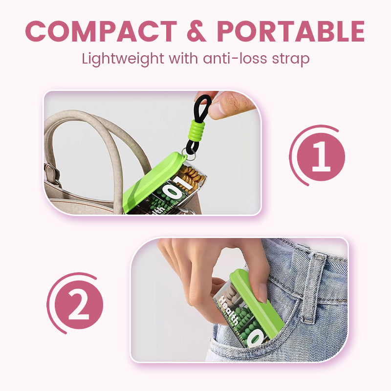 Portable, sealed pill holder with 4 compartments