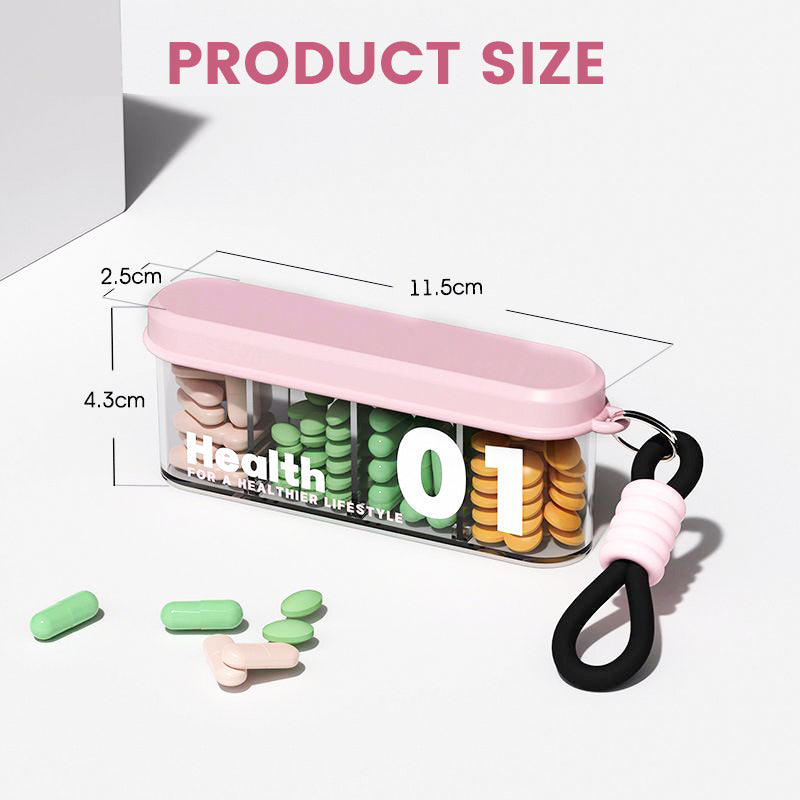Portable, sealed pill holder with 4 compartments