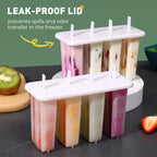 Ice pop mold with 4 cavities, lid and sticks