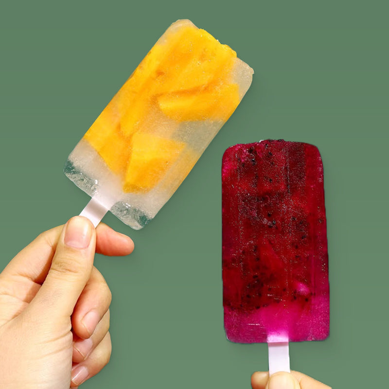 Ice pop mold with 4 cavities, lid and sticks