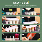 Ice pop mold with 4 cavities, lid and sticks