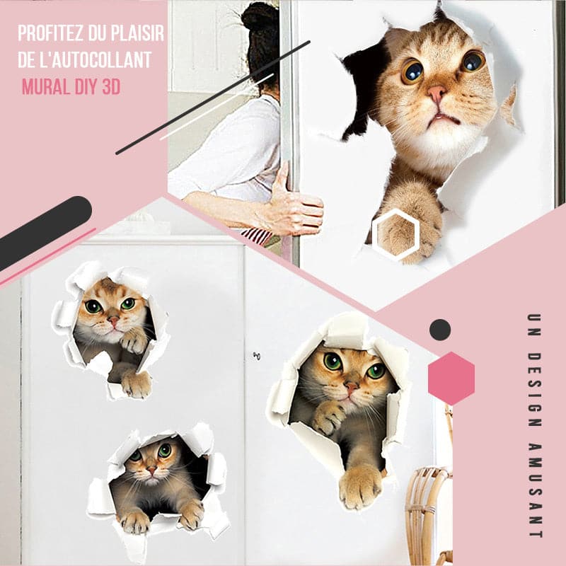 3D stickers with cats and dogs that can be removed