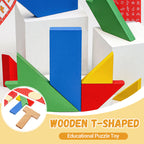 T-shaped educational wooden puzzle