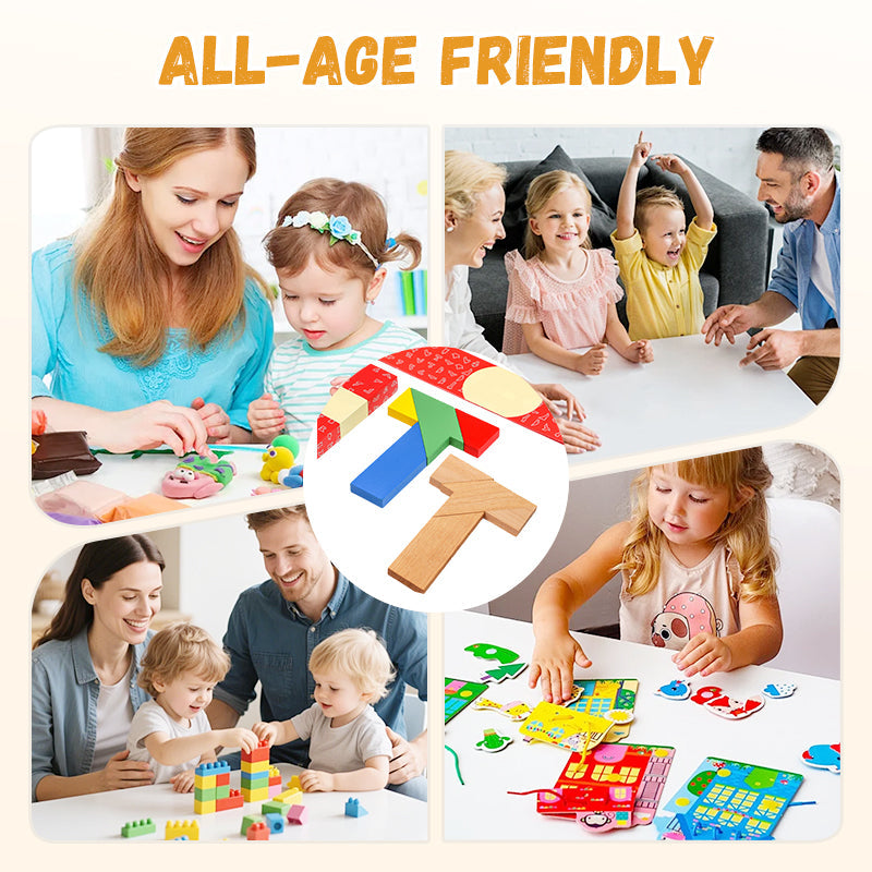 T-shaped educational wooden puzzle