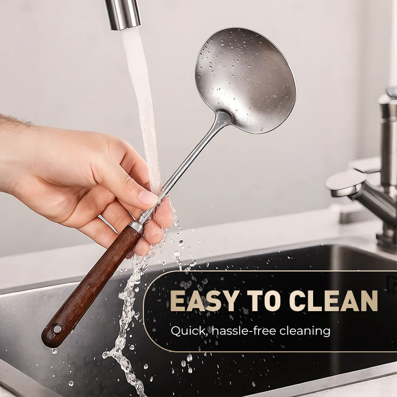 2-in-1 cooking spoon in stainless steel