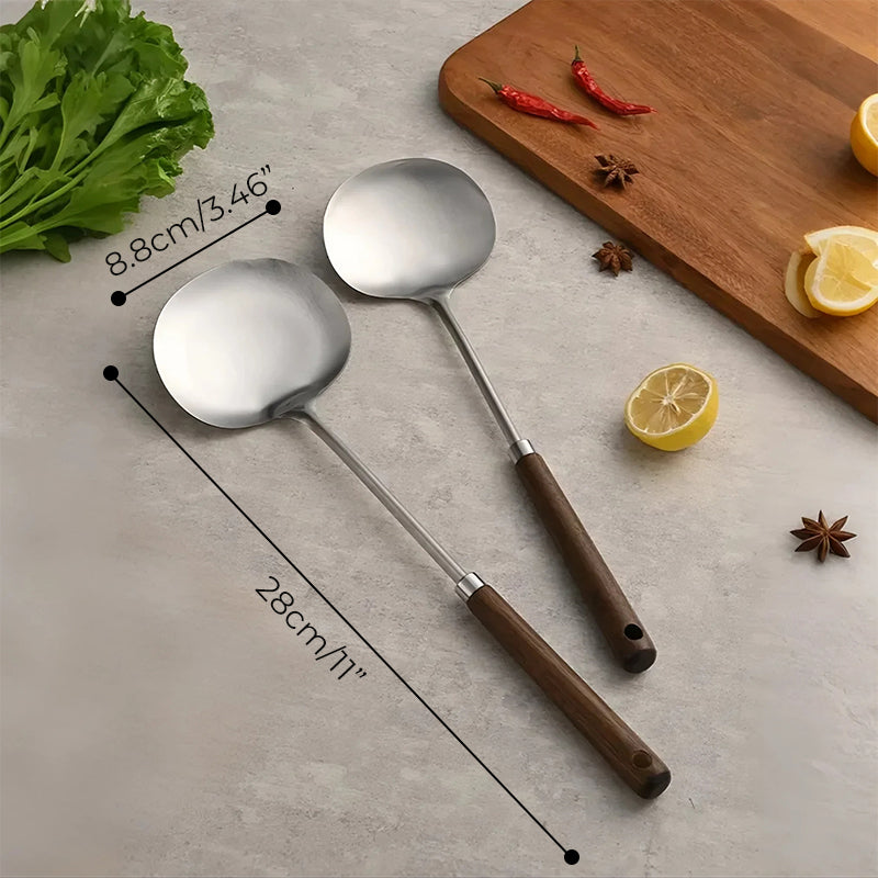 2-in-1 cooking spoon in stainless steel