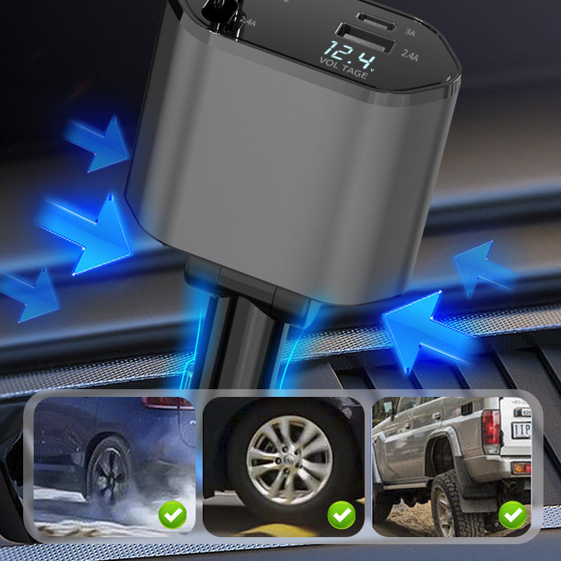 4-in-1 fast charger and retractable car charger