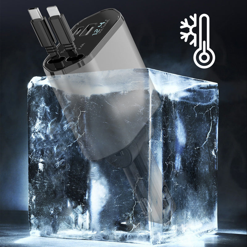 4-in-1 fast charger and retractable car charger