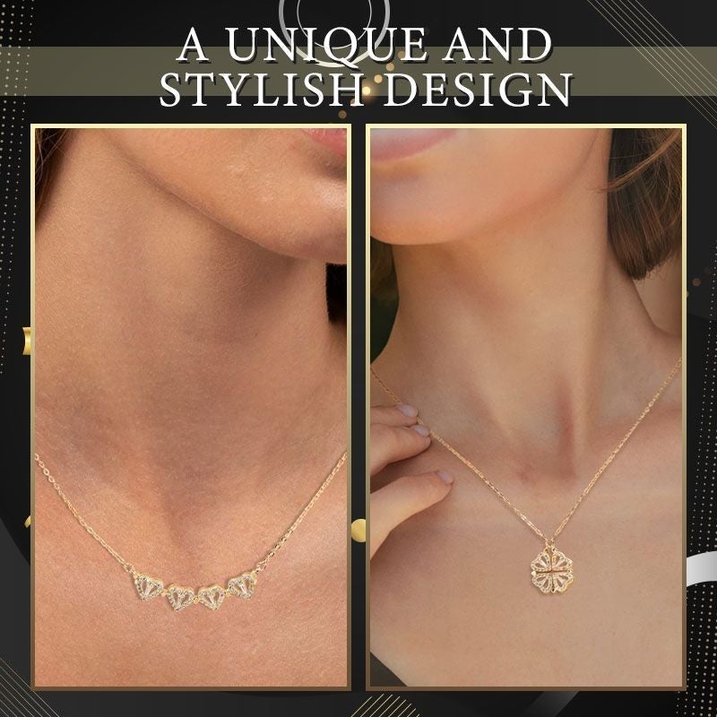 Heart-shaped necklace with four leaves