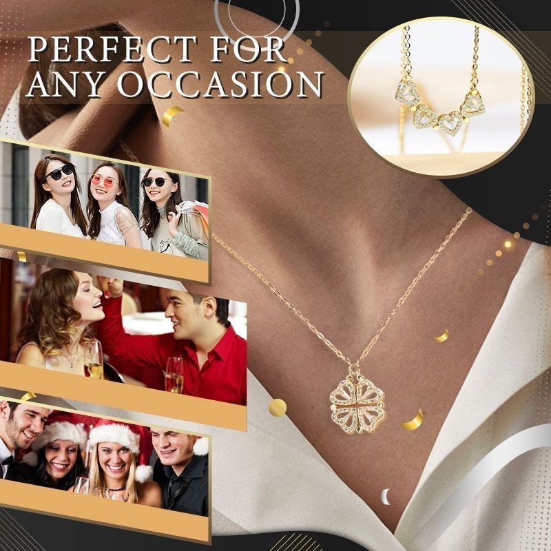 Heart-shaped necklace with four leaves