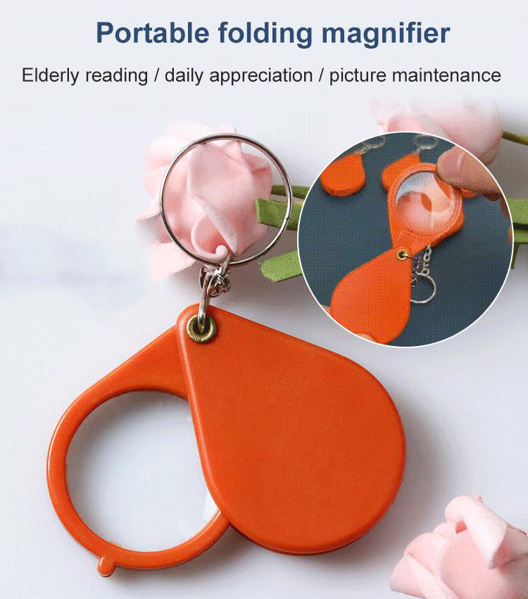 Mini collapsible magnifying glass keychain