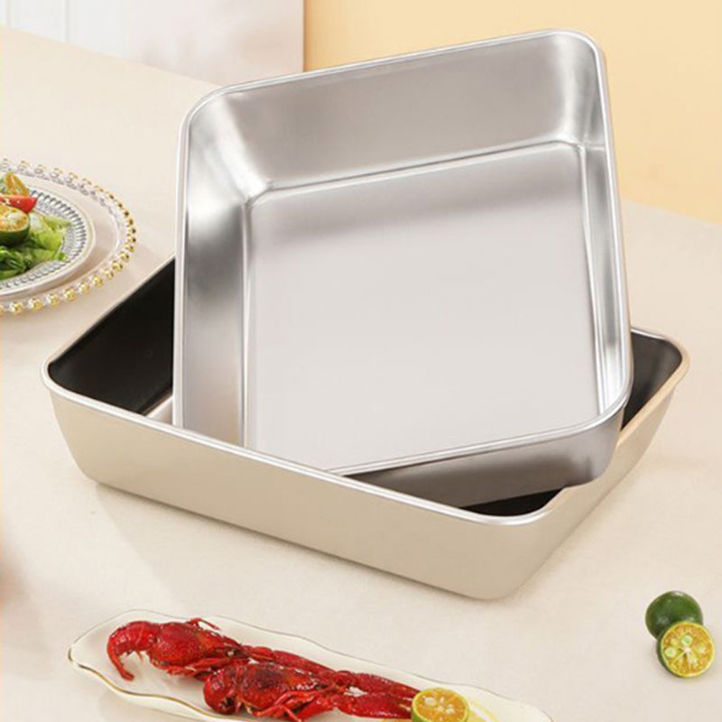 Rectangular dinner plate in stainless steel