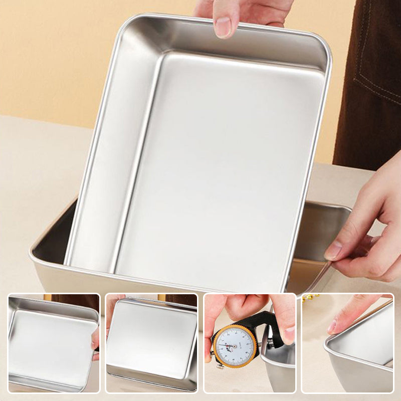 Rectangular dinner plate in stainless steel