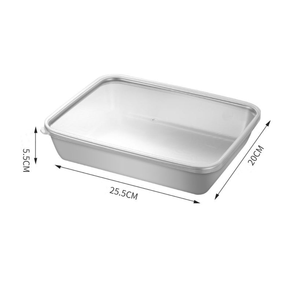 Rectangular dinner plate in stainless steel