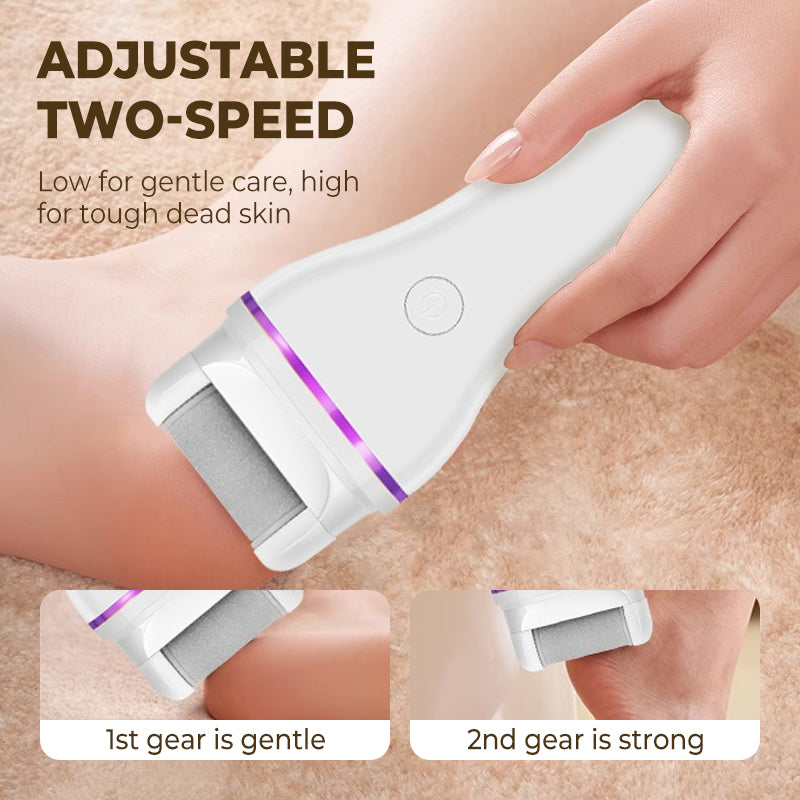 2-step wireless electric callus remover with 2 interchangeable heads