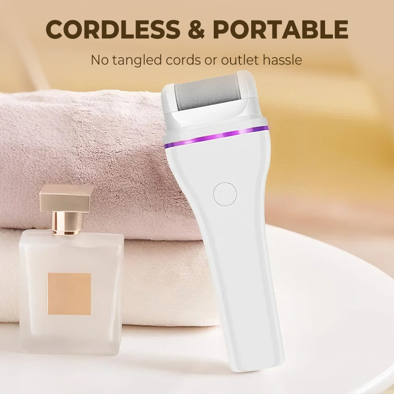 2-step wireless electric callus remover with 2 interchangeable heads