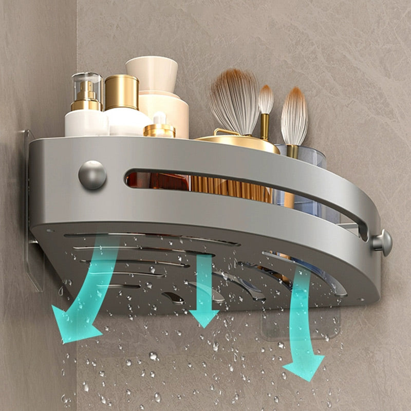 Corner shower shelf without drilling with hooks