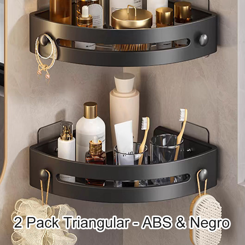 Corner shower shelf without drilling with hooks