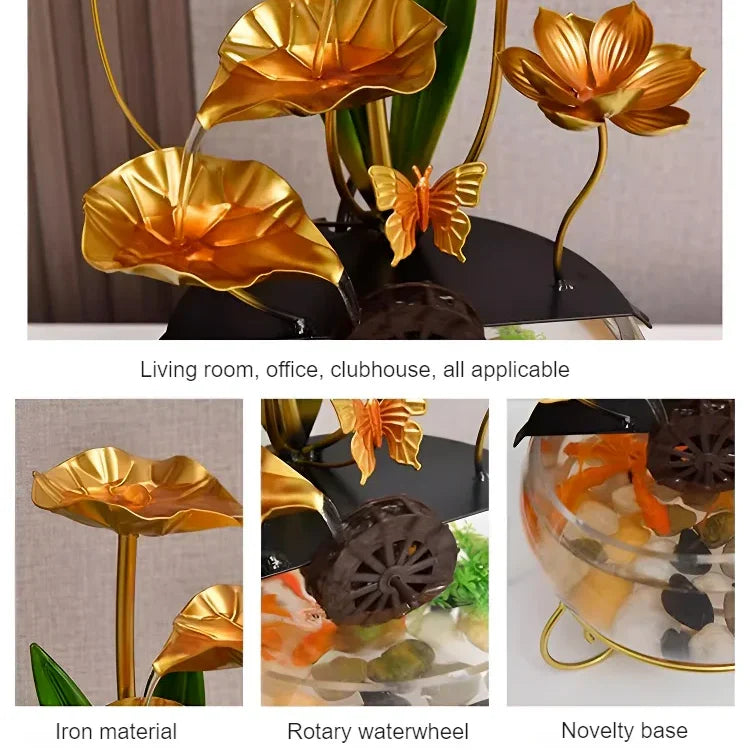 Luxurious creative lotus fish bowl decoration