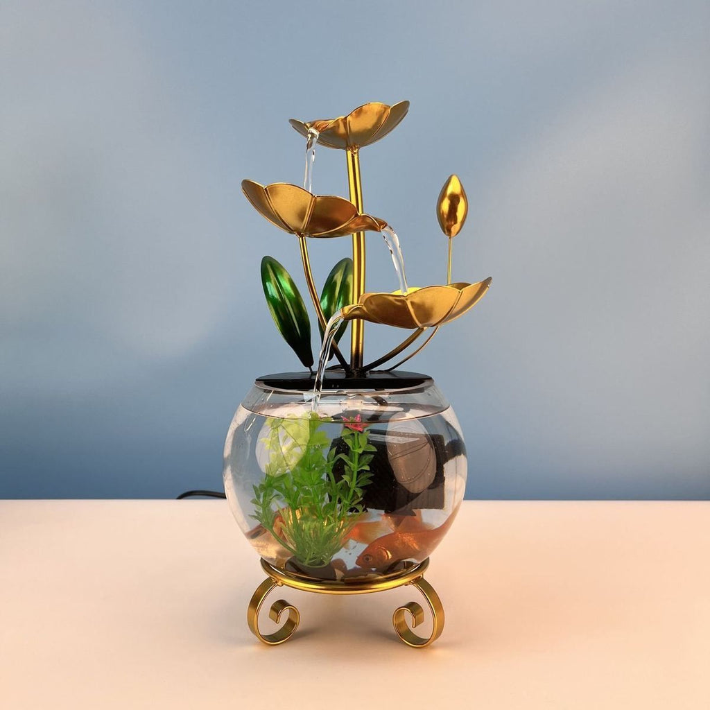 Luxurious creative lotus fish bowl decoration