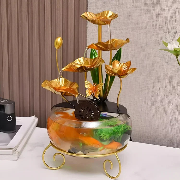 Luxurious creative lotus fish bowl decoration