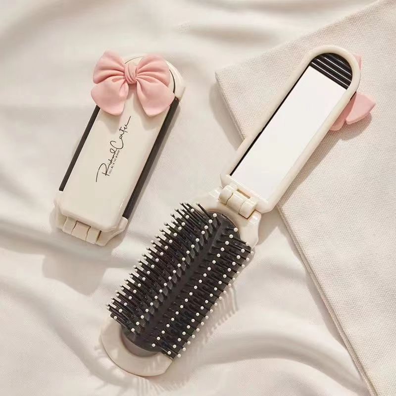 Portable mini air cushion comb with removable mirror