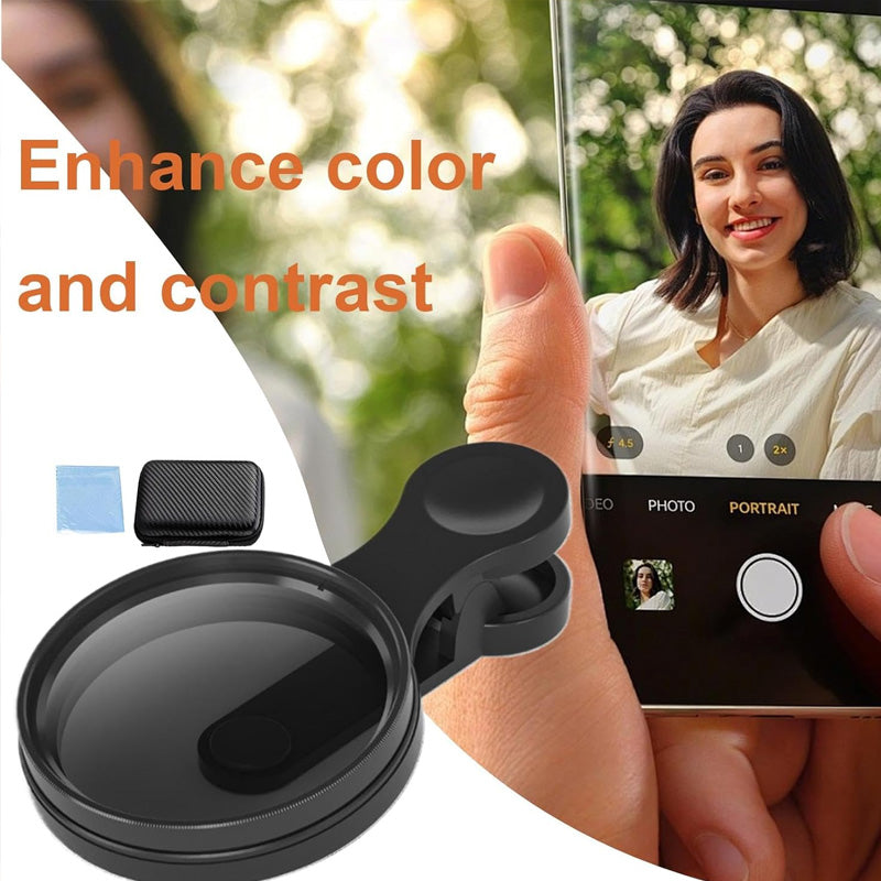 Ultrathin circular polarizing filter with clamp