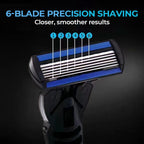 6-blade razor with single snap-in head