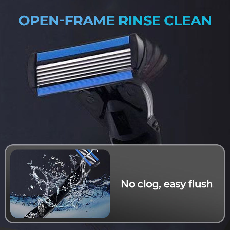 6-blade razor with single snap-in head