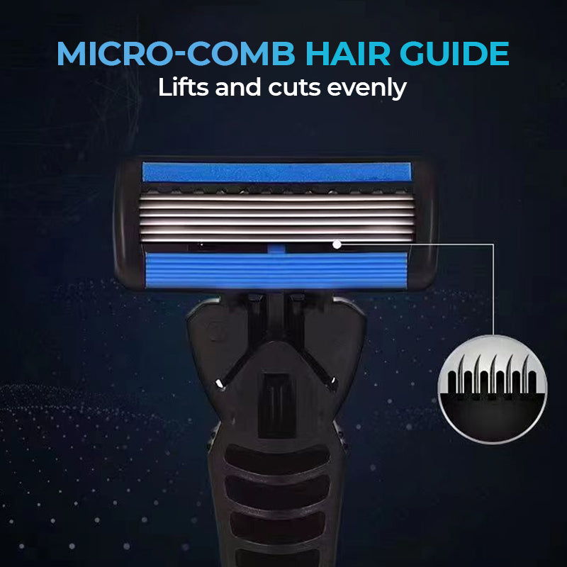 6-blade razor with single snap-in head