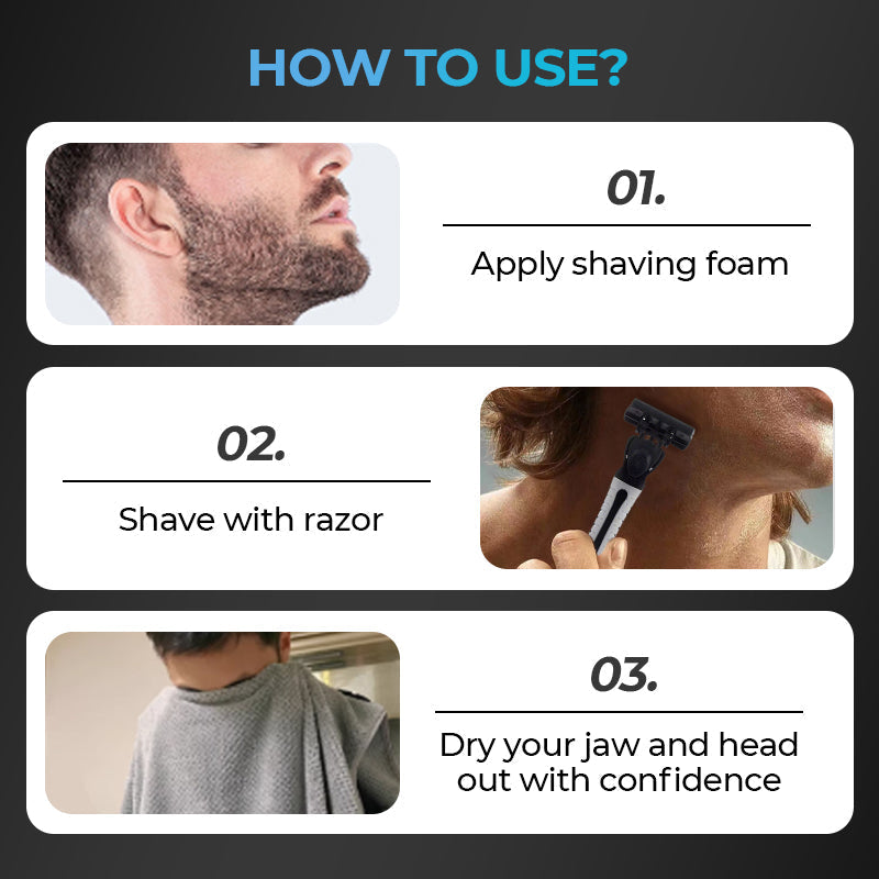 6-blade razor with single snap-in head