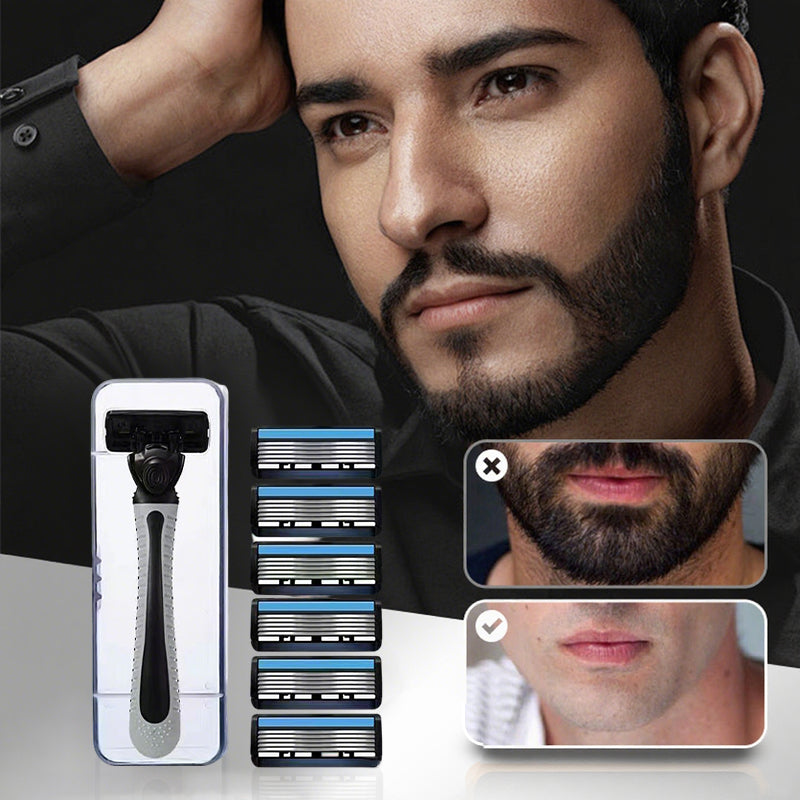 6-blade razor with single snap-in head