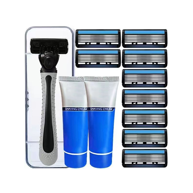 6-blade razor with single snap-in head