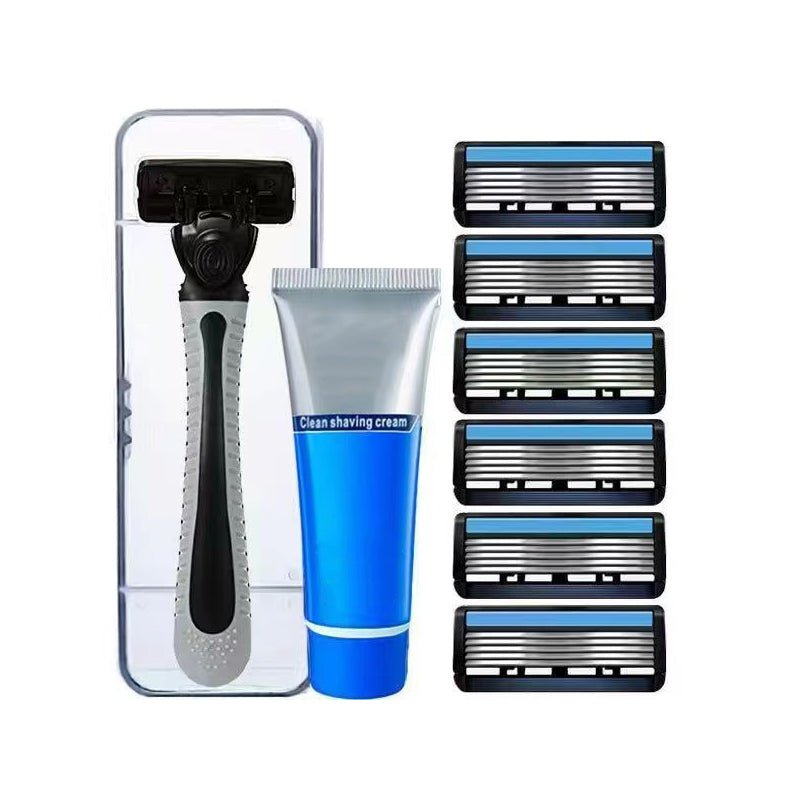 6-blade razor with single snap-in head