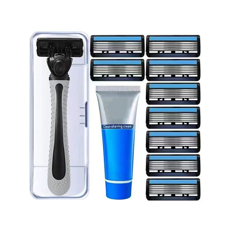 6-blade razor with single snap-in head