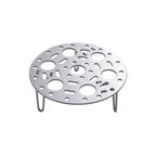 Silver-colored steamer rack in stainless steel with support for cooking