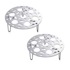 Silver-colored steamer rack in stainless steel with support for cooking
