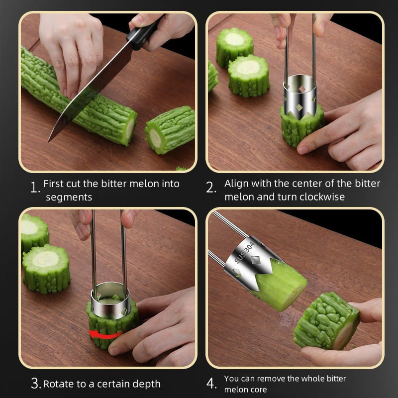 Universal fruit core remover in stainless steel