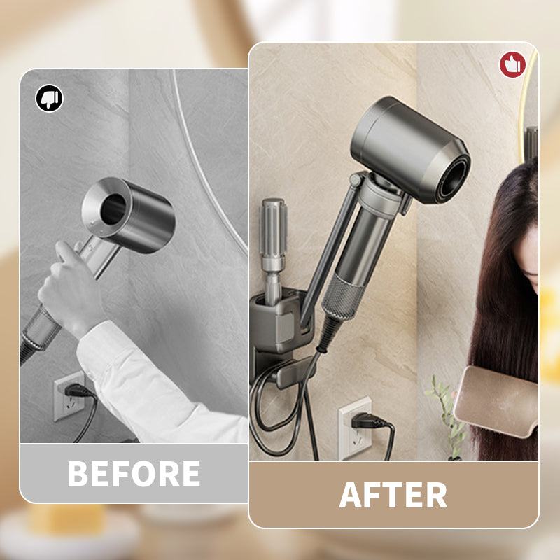 Hair dryer wall mount with cord holder