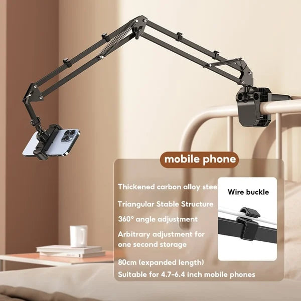 Hidden phone holder for bedside table, retractable