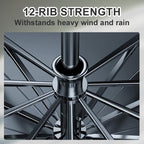 Large foldable umbrella with 12 wind-resistant ribs