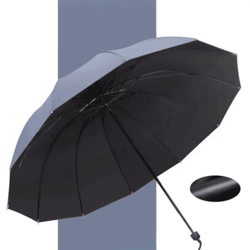 Large foldable umbrella with 12 wind-resistant ribs