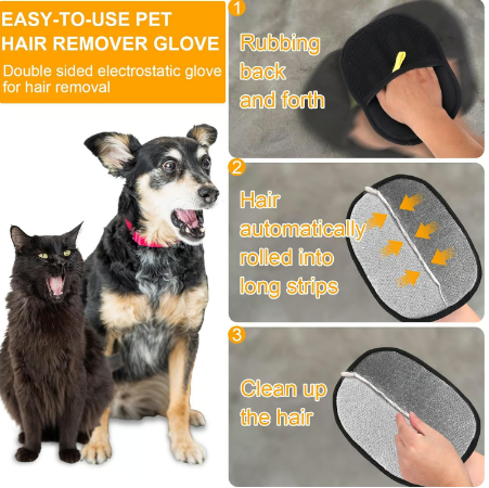 Electrostatic gloves for removing pet hair